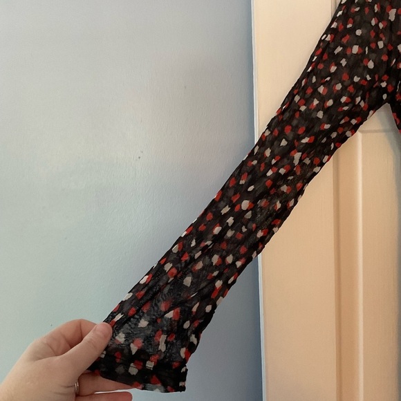 Lisa Bayne Kimono Duster Cardigan Black Geo Sheer Tie Front S Lagenlook Artsy - Picture 2 of 8